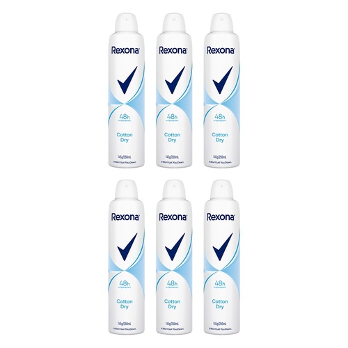 Rexona Antiperspirant Aerosol Deodorant Cotton Dry 250mL Pack of 6