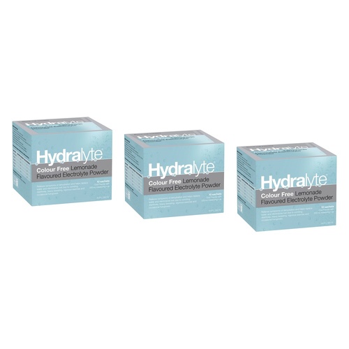 Hydralyte Colour Free Lemonade Flavoured Electrolyte Powder 10 Pack Bundle of 3