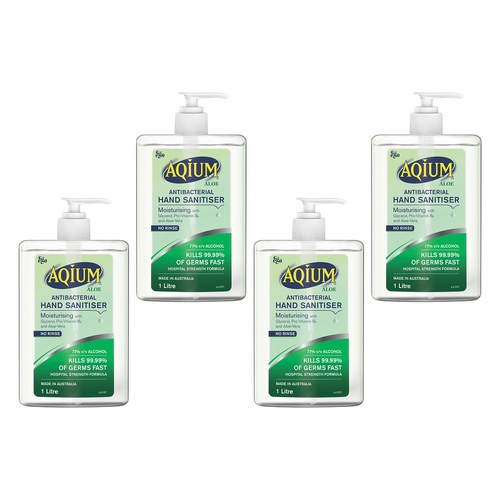 Ego Aqium with Aloe Antibacterial Hand Sanitiser 1L Pack of 4