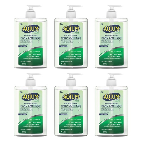 Ego Aqium with Aloe Antibacterial Hand Sanitiser 1L Pack of 6