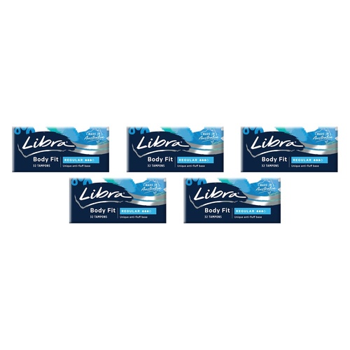 Libra Body Fit Regular Tampons 32 Pack x 6 Bundle of 5