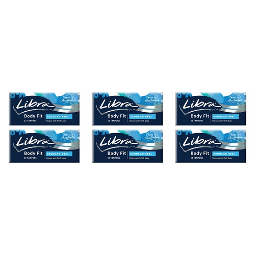 Libra Body Fit Regular Tampons 32 Pack x 6 Bundle of 6