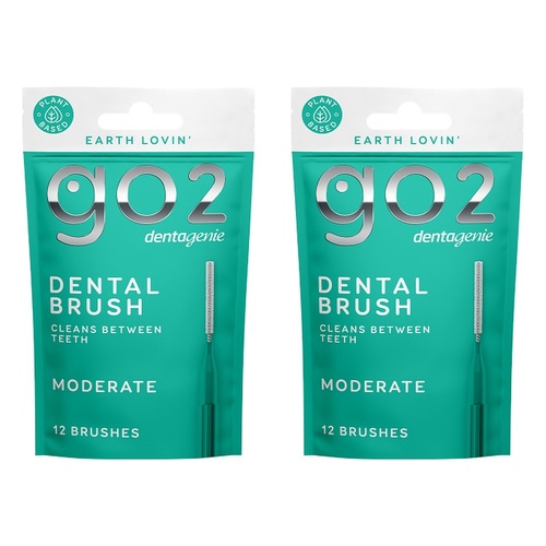Dentagenie Interdental Brush Teal Moderate 12 Pack Bundle of 2