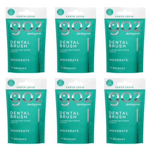 Dentagenie Interdental Brush Teal Moderate 12 Pack Bundle of 6