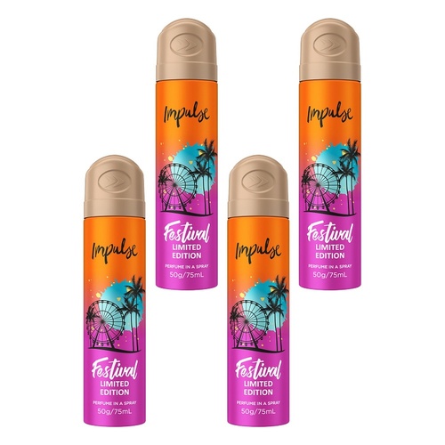 Impulse Body Spray Festival Summer Edition 75mL Pack of 4