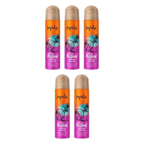 Impulse Body Spray Festival Summer Edition 75mL Pack of 5