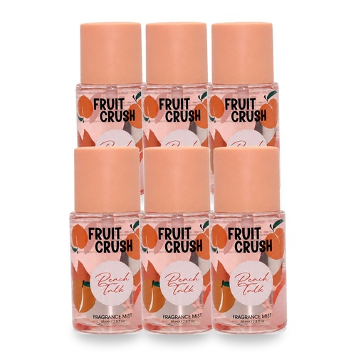 Fruit Crush Peach Talk Fragrance Mist 85ml Sweet Peach Body Spray Pack of 6