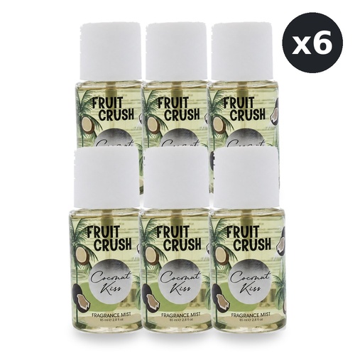 Fruit Crush Coconut Kiss Fragrance Mist 85ml Tropical Body Spray Pack of 6