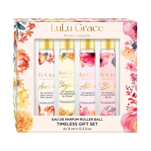 Lulu Grace 4 Piece EDP Rollerball Gift Set Womens Travel Perfume 9ml