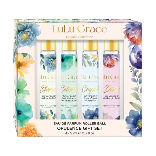 Lulu Grace Opulence 4 Piece EDP Rollerball Gift Set Womens Perfume 9ml
