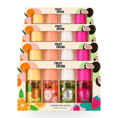 Fruit Crush Fragrance Mist Gift Set 4 Pack 85ml Fruity Body Sprays Bundle of 4