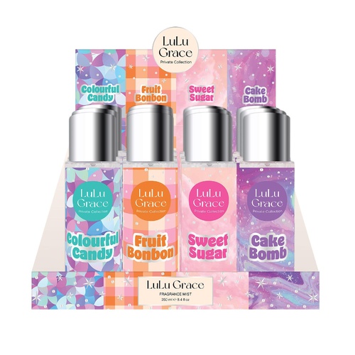Lulu Grace Candy Body Mist 250mL Assorted Scents Display of 12