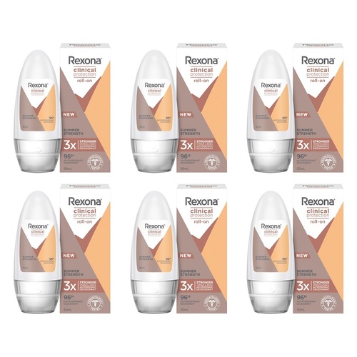 Rexona Clinical Protection Antiperspirant Deodorant Roll On Summer Pack of 6