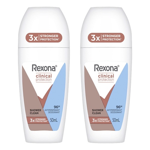Rexona Clinical Protection 96H Antiperspirant Deodorant Shower Clean Pack of 2