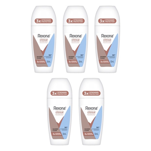 Rexona Clinical Protection 96H Antiperspirant Deodorant Shower Clean Pack of 5