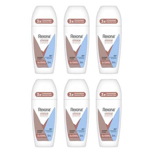 Rexona Clinical Protection 96H Antiperspirant Deodorant Shower Clean Pack of 6