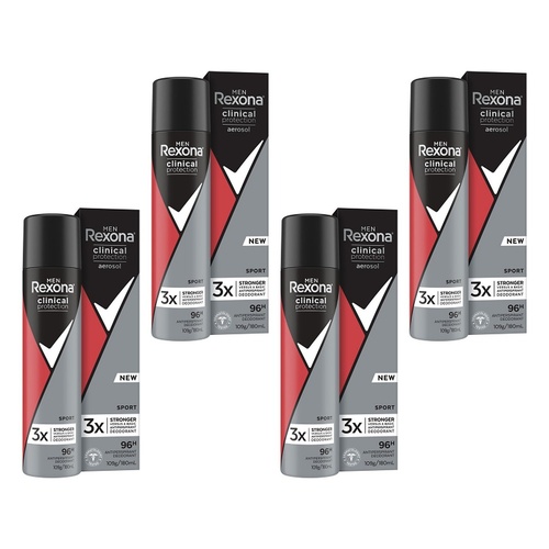 Rexona Men Clinical Protection 96H Antiperspirant Sport 180mL Pack of 4