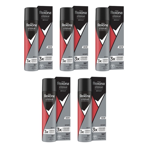 Rexona Men Clinical Protection 96H Antiperspirant Sport 180mL Pack of 5