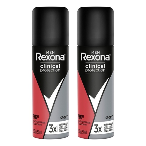 Rexona Men Clinical Protection 96H Antiperspirant Roll-On Sport 50mL Pack of 2