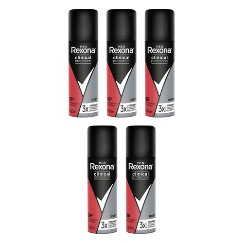 Rexona Men Clinical Protection 96H Antiperspirant Roll-On Sport 50mL Pack of 5
