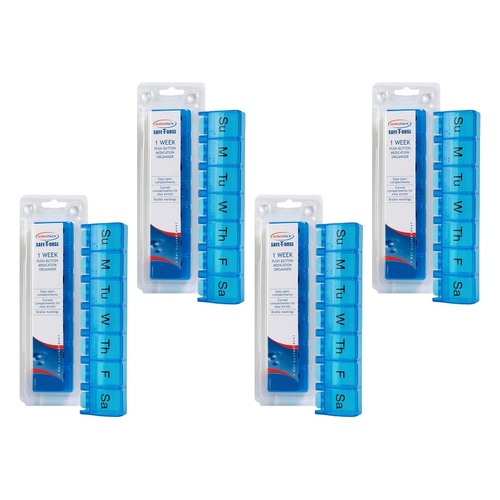 SurgiPack Safe-T-Dose Weekly Organiser Push Button Large Pack of 4