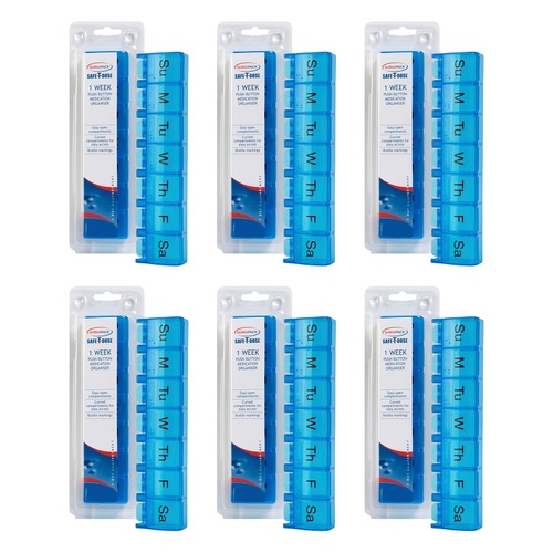 SurgiPack Safe-T-Dose Weekly Organiser Push Button Large Pack of 6