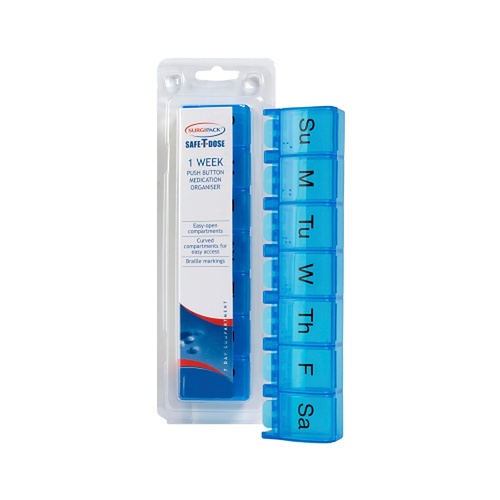 SurgiPack Safe-T-Dose Weekly Organiser Push Button Large