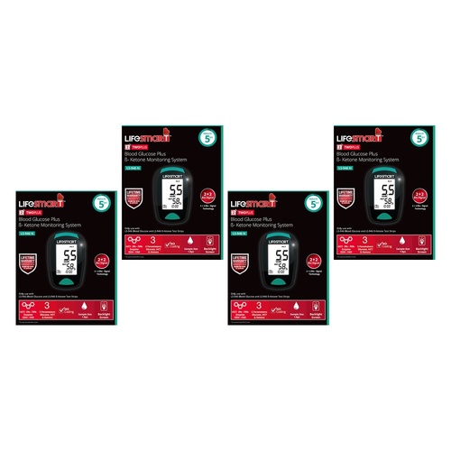 LifeSmart Blood Glucose and Ketone Monitoring System Pack of 4