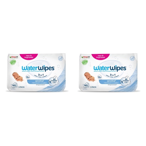 WaterWipes Newborn & Baby Sensitive 180 Wipes Pack of 2