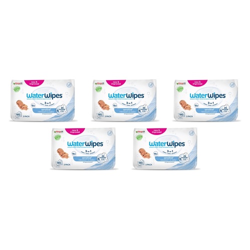 WaterWipes Newborn & Baby Sensitive 180 Wipes Pack of 5