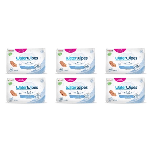 WaterWipes Newborn & Baby Sensitive 180 Wipes Pack of 6