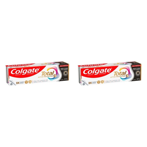 Colgate Total Active Prevention+ Deep Clean with Charcoal Toothpaste Pack of 2