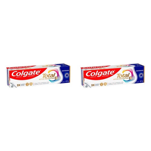 Colgate Total Active Prevention+ Whitening Toothpaste 115g Pack of 2