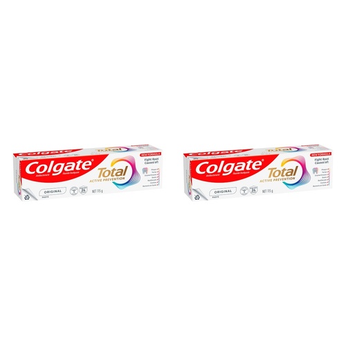 Colgate Total Active Prevention+ Original Toothpaste 115g Pack of 2
