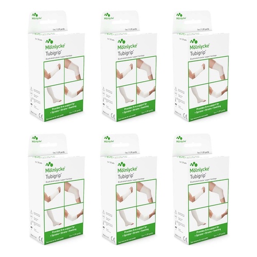 TUBIGRIP Elastic Tubular Support Bandage, Size F, 1 Metre Pack of 6