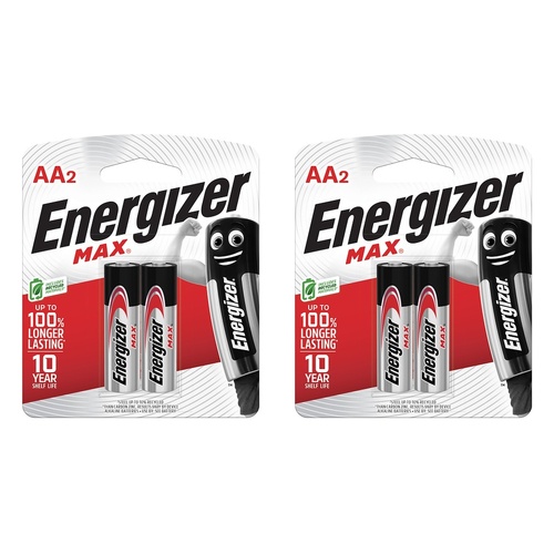 Energizer Max AA Alkaline Batteries 2 Pack Bundle of 2