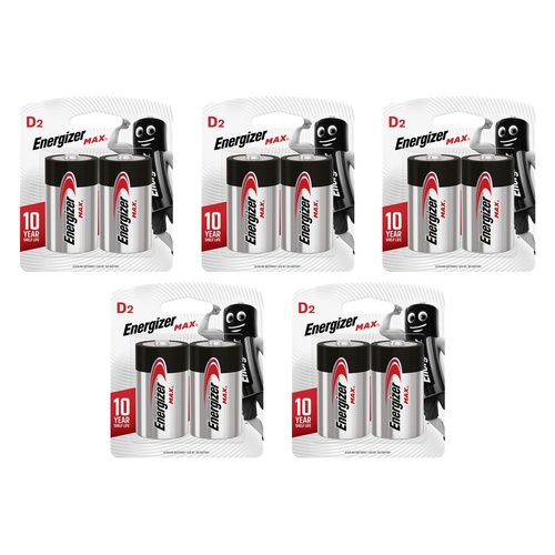 Energizer Max D Alkaline Batteries 2 Pack Bundle of 5