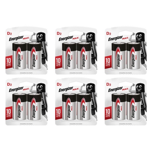 Energizer Max D Alkaline Batteries 2 Pack Bundle of 6