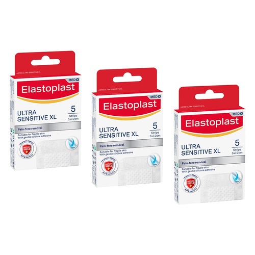 Elastoplast Ultra Sensitive XL Plasters 5 Pack Bundle of 3