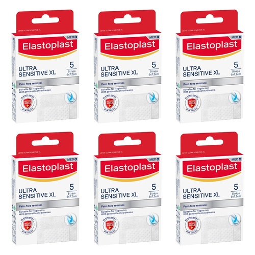 Elastoplast Ultra Sensitive XL Plasters 5 Pack Bundle of 6