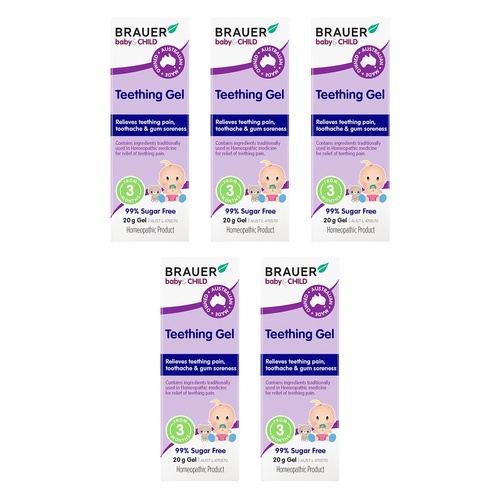 Brauer Baby & Child Teething Gel 20g Pack of 5