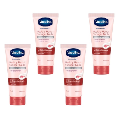 Vaseline Intensive Care Hand Cream Healthy Hands Stronger Nails 75mL Pack of 4