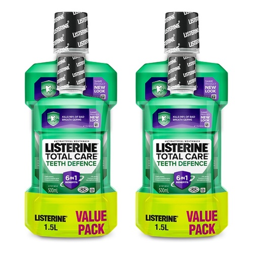 Listerine Total Care Teeth Defence Mouthwash 1L + 500mL Pack of 2