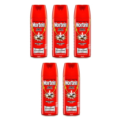 Mortein Fast Knockdown Aerosol Multi Insect Killer 200g Pack of 5