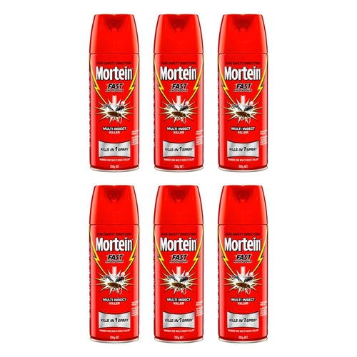 Mortein Fast Knockdown Aerosol Multi Insect Killer 200g Pack of 6