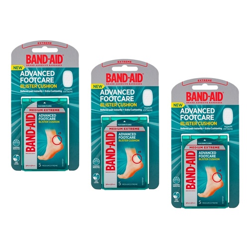Band-Aid Advanced Footcare Blister Cushion Medium Extreme 5 Pack Bundle of 3