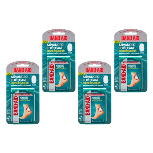 Band-Aid Advanced Footcare Blister Cushion Medium Extreme 5 Pack Bundle of 4