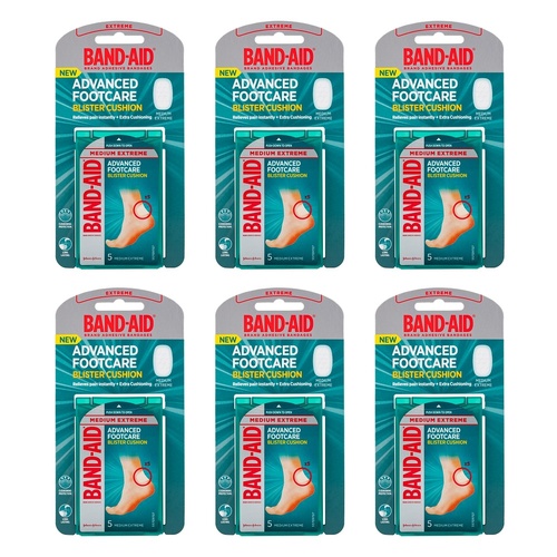 Band-Aid Advanced Footcare Blister Cushion Medium Extreme 5 Pack Bundle of 6