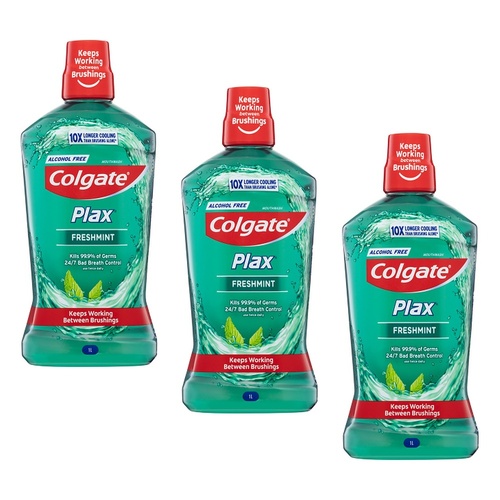 Colgate Plax Freshmint Alcohol Free Mouthwash 1L x 3 Bundle of 3