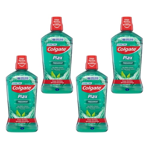 Colgate Plax Freshmint Alcohol Free Mouthwash 1L x 3 Bundle of 4